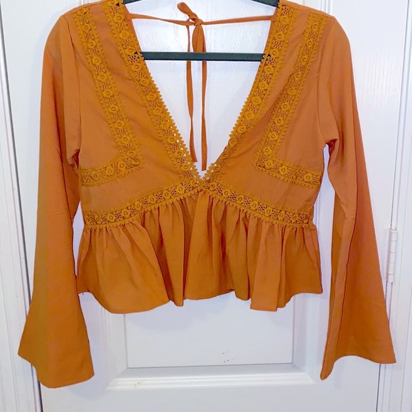 SHEIN Tops - Burnt yellow cropped blouse